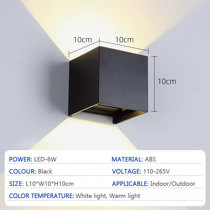 Lampada da parete per esterni a LED 6W IP65 lampada da parete impermeabile soggiorno camera da letto portico giardino lampada decorativa per interni ed esterni AC85-265V