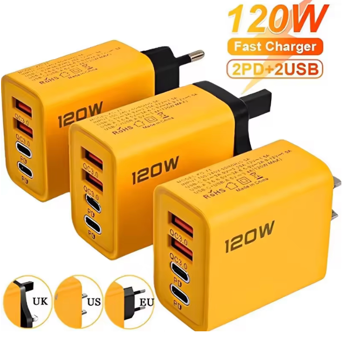 Caricatore USB C PD a 4 porte Carica rapida 3.0 Tipo C Caricabatterie per telefono USB Adattatore di ricarica rapida per iPhone 16 15 Samsung Xiaomi Huawei