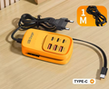 Multipresa con porta USB C, caricatore da parete a ricarica rapida, adattatore USB per iPhone, EU/US/UK