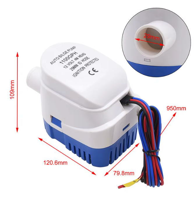 12V 1100GPH Pompa di sentina Barca automatica Pompa acqua marina sommergibile per yacht Barca Motore Idrovolante Pompa per barca domestica