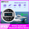 Lettore multimediale per radio per barche Stereo marino MP3 Radio audio Bluetooth impermeabile Ricevitore FM AM adatto per raccoglitori ATV UTV SPA RZR