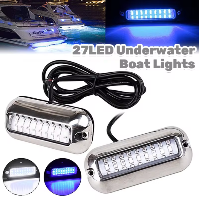 Lampada da poppa per barche a 27 LED in acciaio inossidabile Marine di buona qualità Luce subacquea ad alta luminosità IP68 Accessori per yacht impermeabili