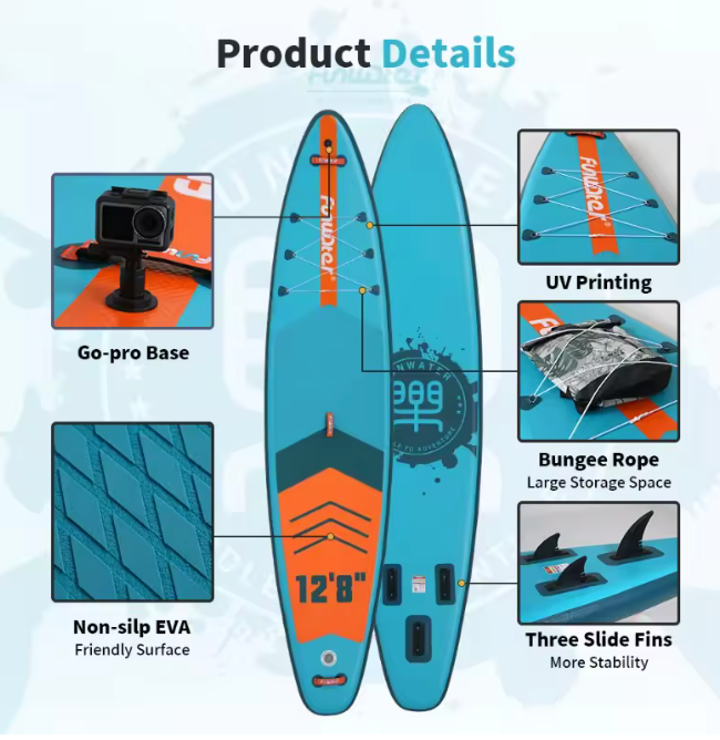 Funwater SUP FW41B tavola da paddle gonfiabile ultraleggera 385 * 85 * 15 Intrattenimento yoga pesca Tavola da paddle antiscivolo per surf per adulti