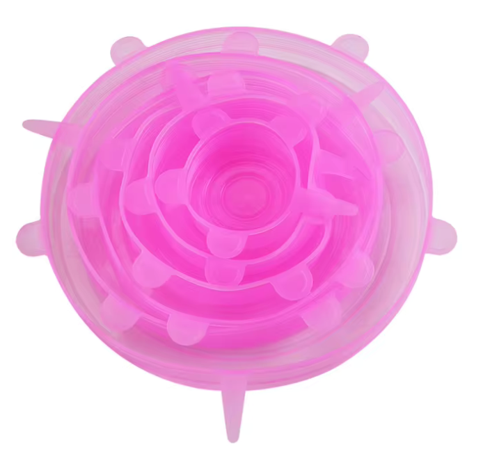 6 pezzi di copertura per la conservazione del silicone per uso alimentare, riutilizzabili, ermetici, per alimenti, tappi rotondi elasticizzati per piatti universali per accessori da cucina