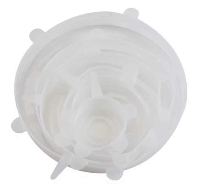 6 pezzi di copertura per la conservazione del silicone per uso alimentare, riutilizzabili, ermetici, per alimenti, tappi rotondi elasticizzati per piatti universali per accessori da cucina