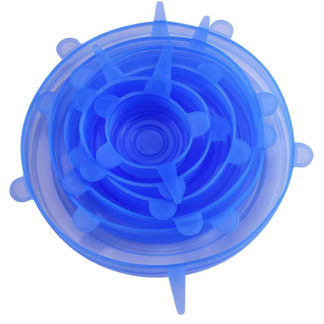 6 pezzi di copertura per la conservazione del silicone per uso alimentare, riutilizzabili, ermetici, per alimenti, tappi rotondi elasticizzati per piatti universali per accessori da cucina