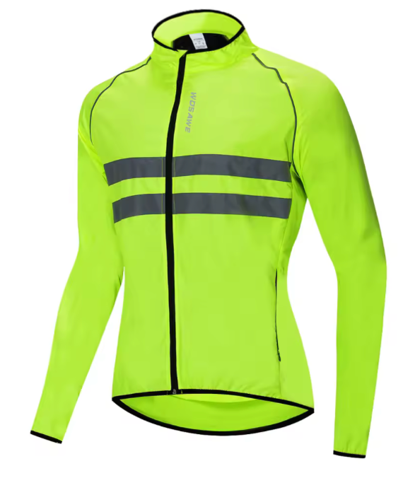 WOSAWE Giacca antivento Giacca a vento da ciclismo leggera Giacca da bici antivento Gilet antivento in jersey a maniche lunghe resistente all'acqua