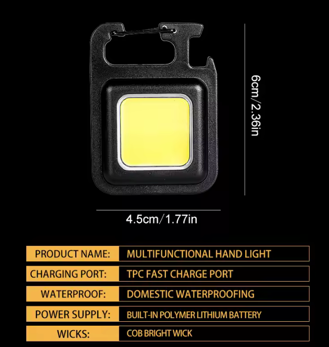 Torcia portachiavi MINI COB super luminosa Lampada di ricarica Luci da campeggio con magnete 3 modalità di illuminazione per il campeggio a casa