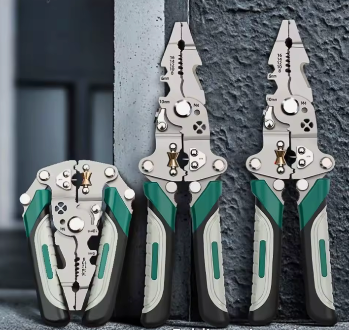 Spellafili pieghevole, design a puleggia, spaccalegna multifunzione per elettricisti, pinza per avvolgimento del filo, pinza per crimpare, utensile manuale