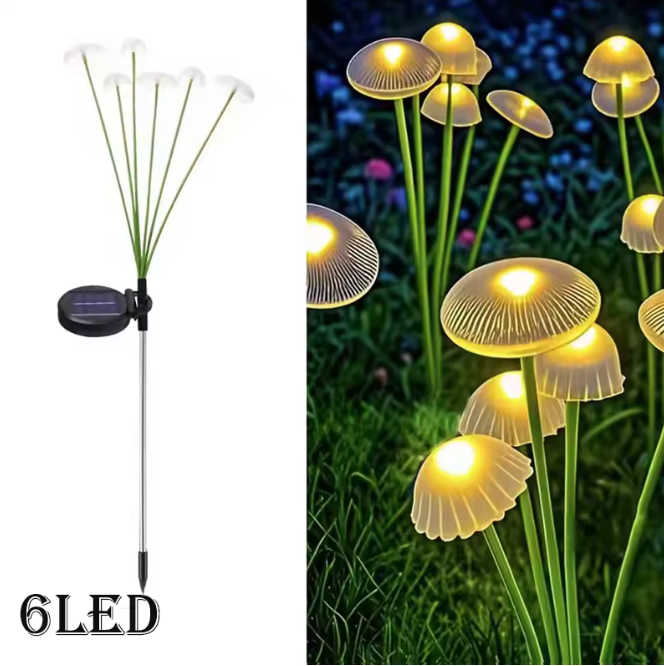 Lampada Solare da Esterno per Giardino Impermeabile, Luci a Forma di Fungo e Lucciola, Lampada Oscillante per Sentieri, Cortili e Decorazioni da Patio