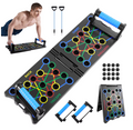 Tavola push-up multiuso pieghevole portatile con manici e fasce di resistenza - Attrezzatura per il fitness, allenamento indoor per palestra domestica