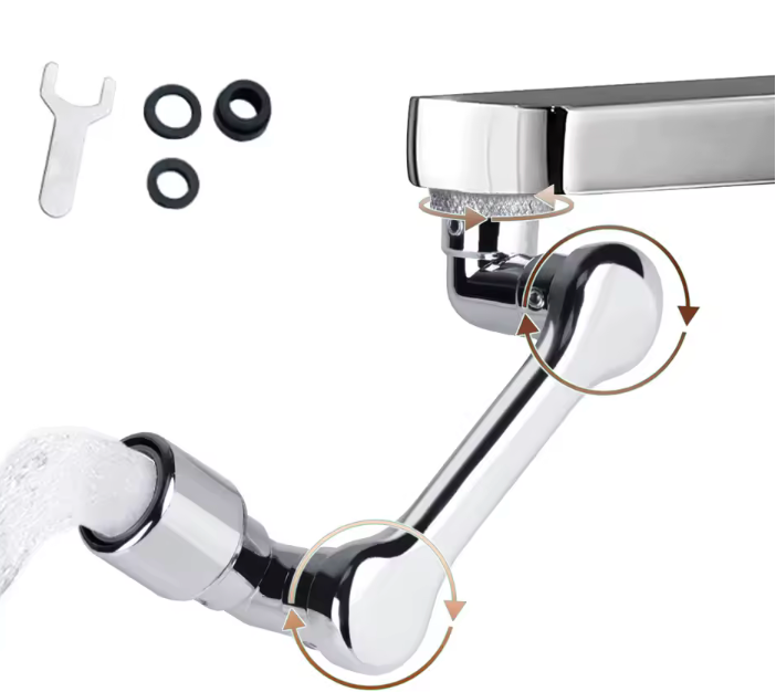 1080 ° Prolunga per rubinetto con rotazione universale Testa spruzzatore a doppia modalità Rubinetti per estensione braccio robot da cucina Rubinetto girevole per bagno