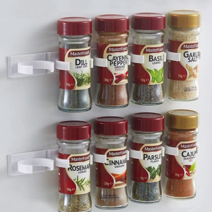 2 pz/set scaffale portaoggetti da cucina bianco scaffale portaoggetti per barattoli di condimento semplice Clip per bottiglie quattro cinque fori