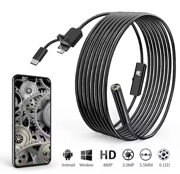 3.9/5.5/7.0/8mm 1080P 3in1 Singola Doppia Lente Strumento di Ispezione Endoscopico Macchina Fotografica Piping Endoscopio Per Android Mobile Smartphone Auto