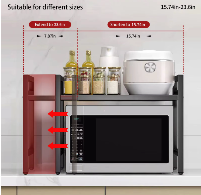 Scaffale da cucina Scaffale per microonde Scaffale per condimenti Scaffale per stoviglie Espandibile 42-64 cm Umidità e ruggine