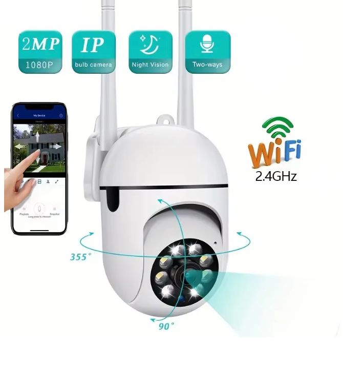 Telecamera di monitoraggio wireless A7 Citofono da 360 gradi Telecamera di sicurezza domestica 1080P Telecamera per visione notturna HD remota Monitor Smart Home