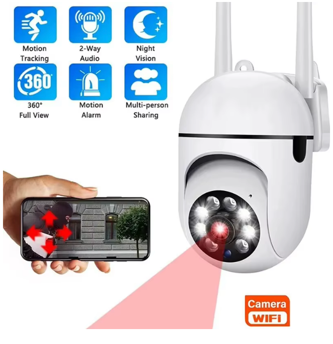 Telecamera di monitoraggio wireless A7 Citofono da 360 gradi Telecamera di sicurezza domestica 1080P Telecamera per visione notturna HD remota Monitor Smart Home