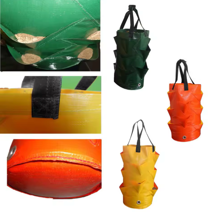 Vaso per fioriera riutilizzabile sacchetti per coltivazione in PE per fiori di ortaggi borsa per piante da esterno borsa per fioriera per fiori di patate alla fragola appesa