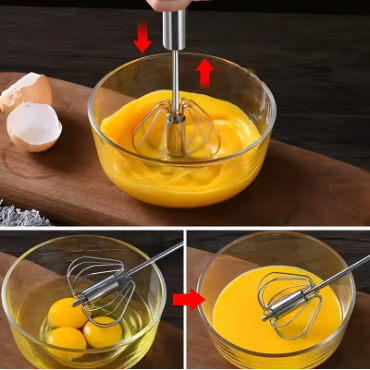 Frullino per le uova in acciaio inossidabile Miscelatore semiautomatico durevole per mescolare la crema alle uova senza sforzo, mescolando e battere per la cottura in cucina