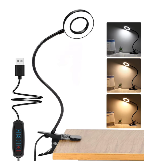 360 ° Flessibile 48 LED Clip su lampada da scrivania Lampada da lettura a collo di cigno Lampada da tavolo USB per la cura degli occhi Libri Luce notturna Lampada da lettura per studio